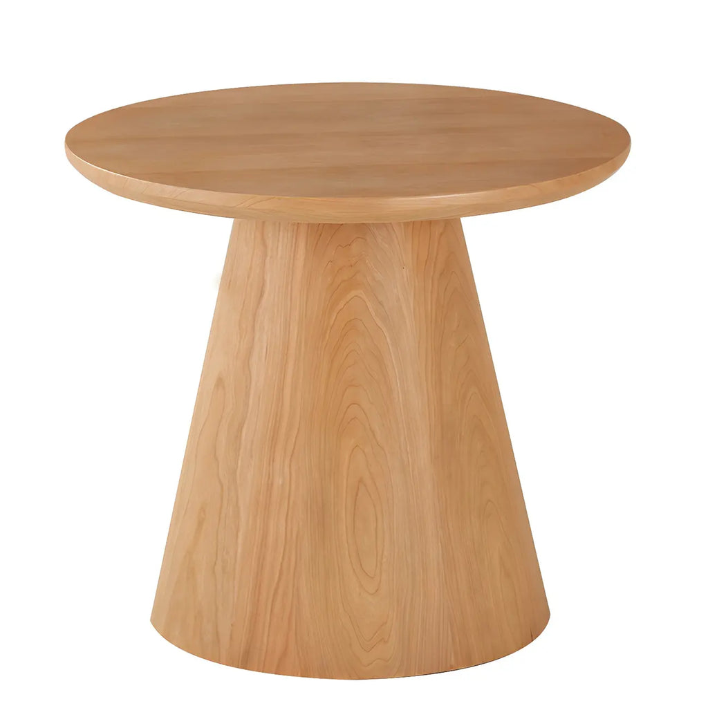 Modern Round Brown Solid Wood End Table for Living Room