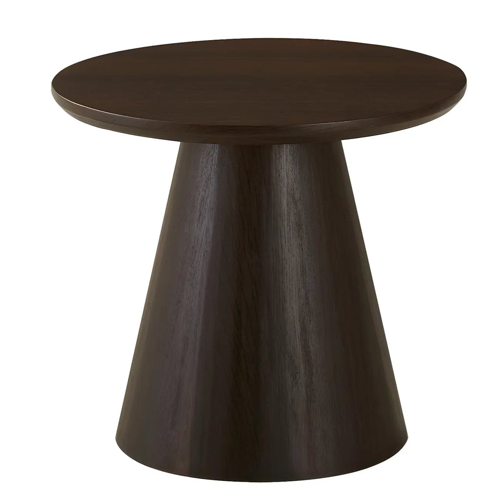 Modern Round Brown Solid Wood End Table for Living Room