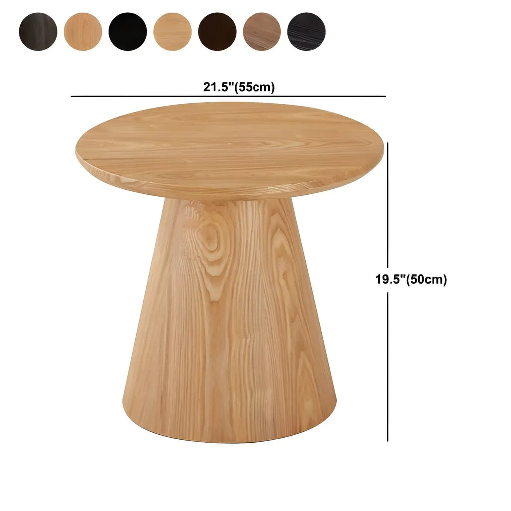 Modern Round Brown Solid Wood End Table for Living Room