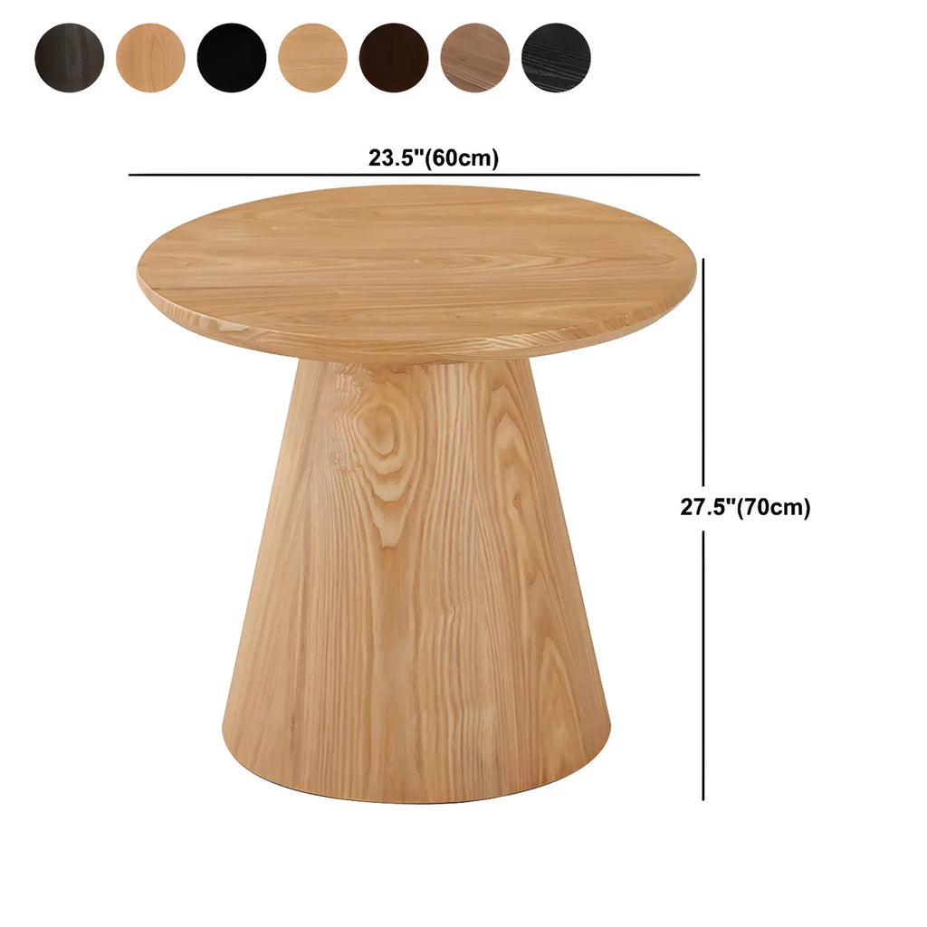 Modern Round Brown Solid Wood End Table for Living Room