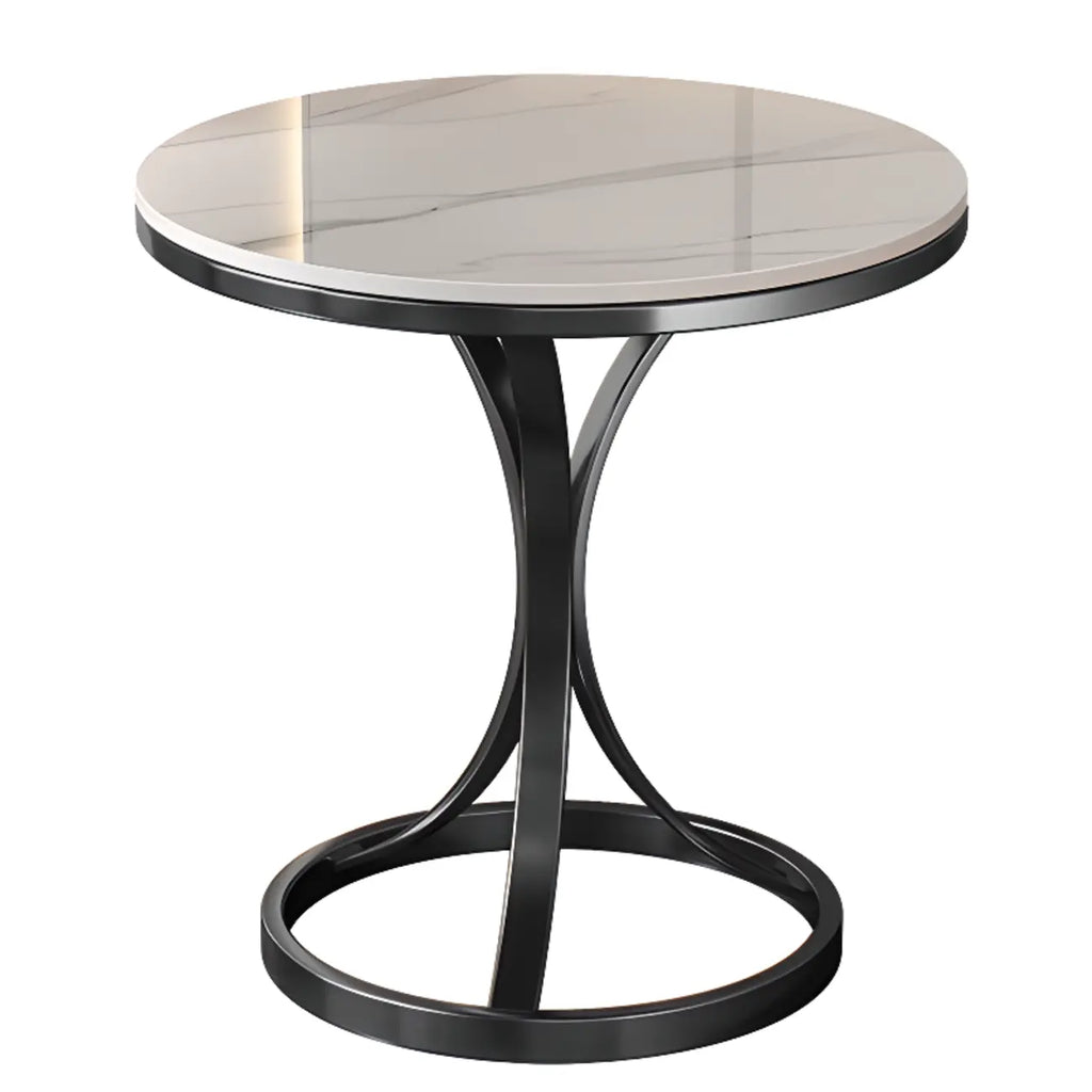 Round Gold Metal and Marble End Table for Living Room