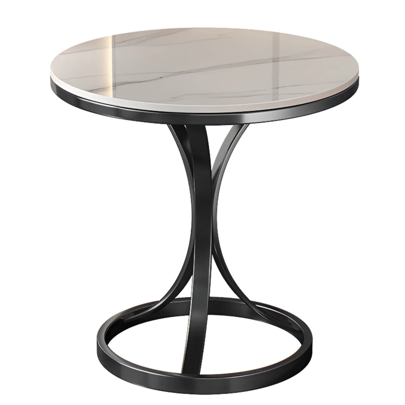 Round Gold Metal and Marble End Table for Living Room
