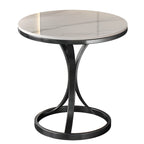 Round Gold Metal and Marble End Table for Living Room