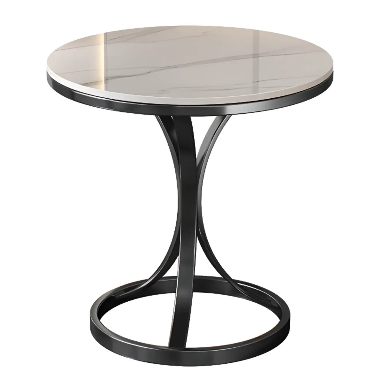 Round Gold Metal and Marble End Table for Living Room