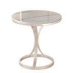 Round Gold Metal and Marble End Table for Living Room