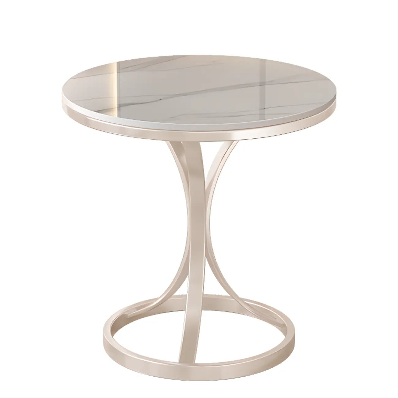 Round Gold Metal and Marble End Table for Living Room