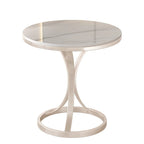 Round Gold Metal and Marble End Table for Living Room
