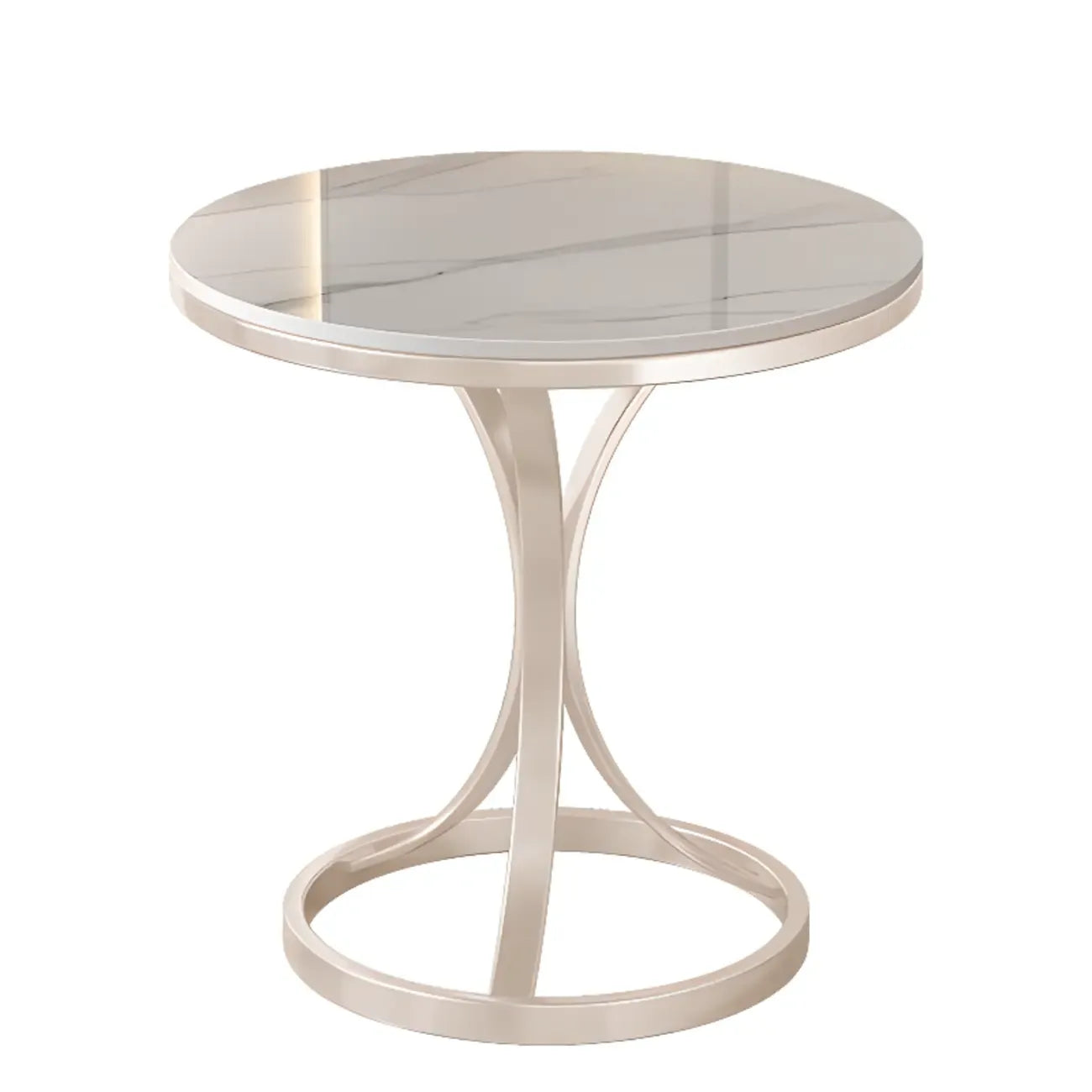 Round Gold Metal and Marble End Table for Living Room