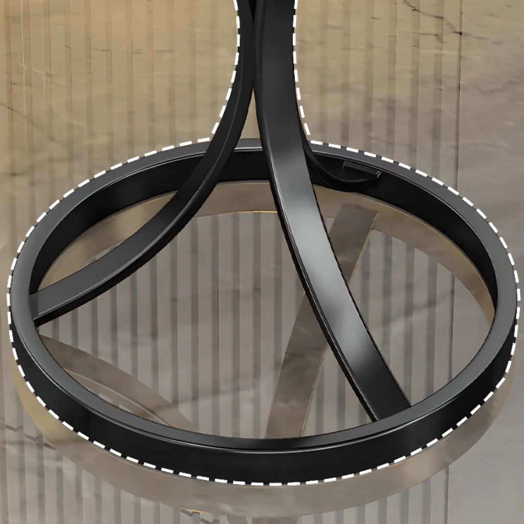 Round Gold Metal and Marble End Table for Living Room