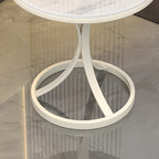Round Gold Metal and Marble End Table for Living Room