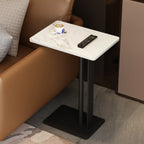 Minimalist C-Shaped White Sintered Stone Side Table for Sofa