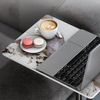 Minimalist C-Shaped White Sintered Stone Side Table for Sofa