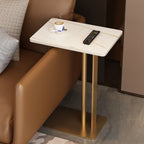 Minimalist C-Shaped White Sintered Stone Side Table for Sofa