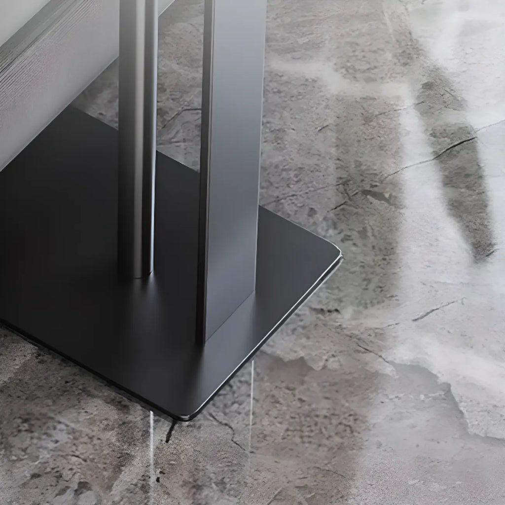 Minimalist C-Shaped White Sintered Stone Side Table for Sofa