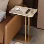 Minimalist C-Shaped White Sintered Stone Side Table for Sofa