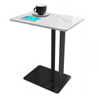 Minimalist C-Shaped White Sintered Stone Side Table for Sofa