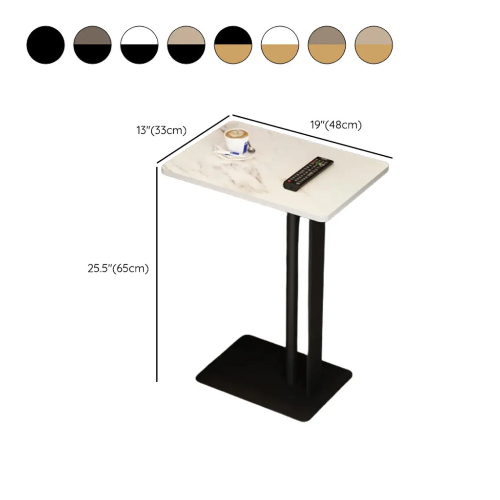 Minimalist C-Shaped White Sintered Stone Side Table for Sofa