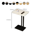 Minimalist C-Shaped White Sintered Stone Side Table for Sofa