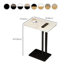 Minimalist C-Shaped White Sintered Stone Side Table for Sofa