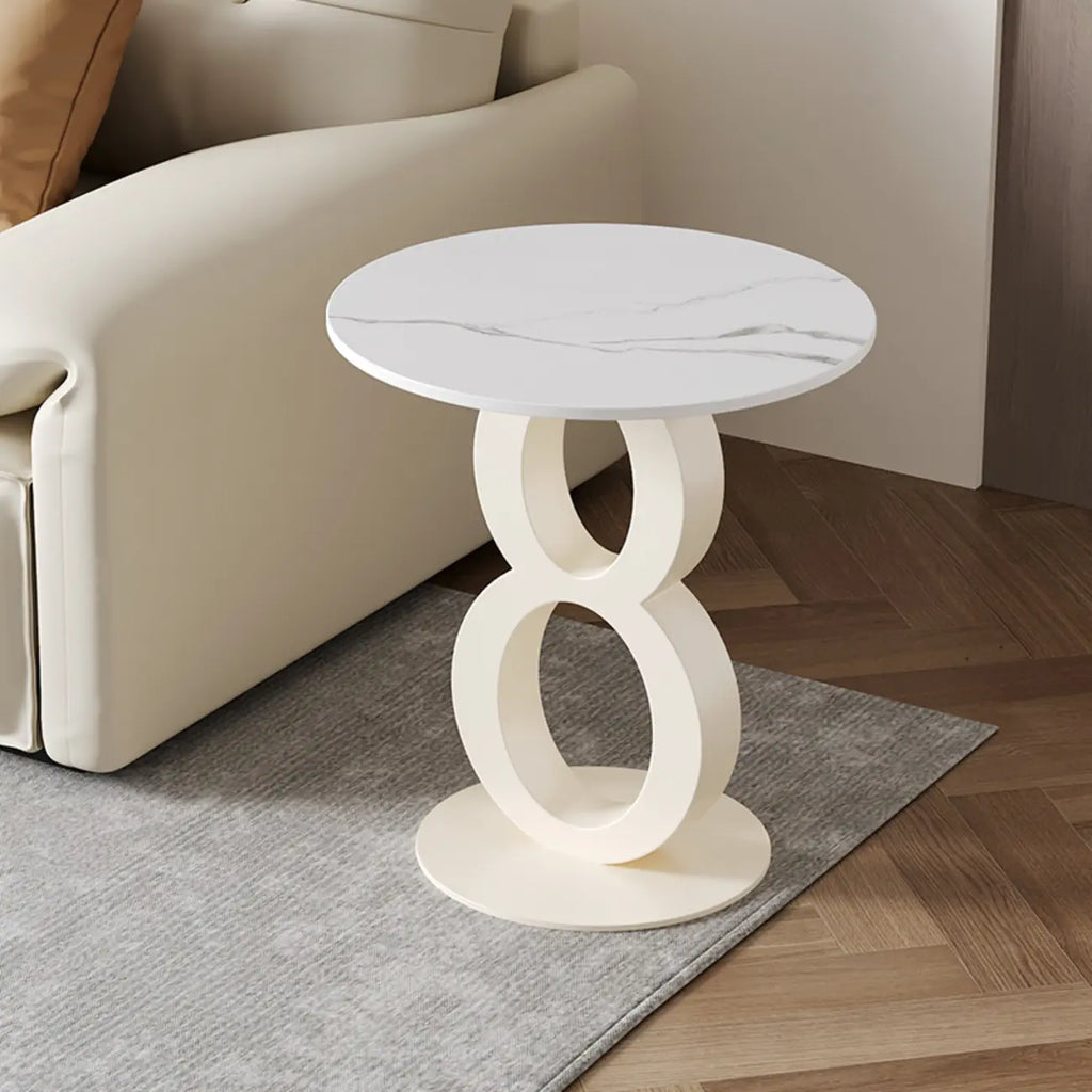 Stylish Round Marble Top End Table for Living Room