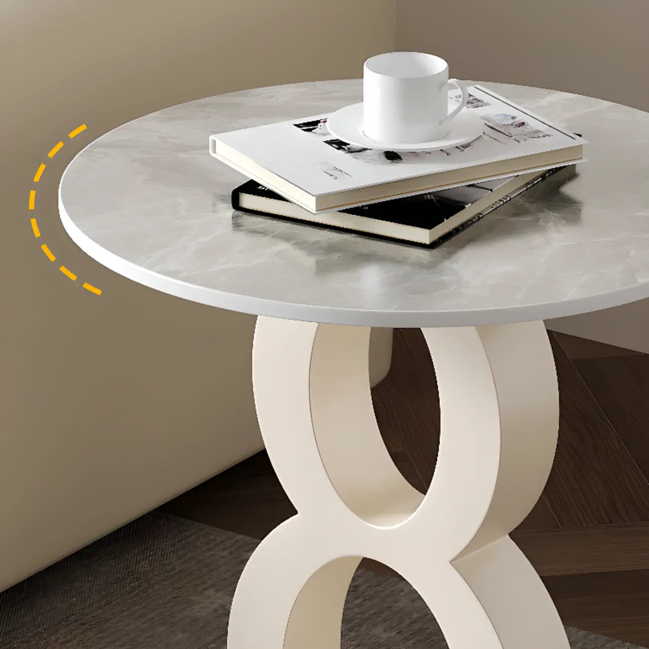 Stylish Round Marble Top End Table for Living Room