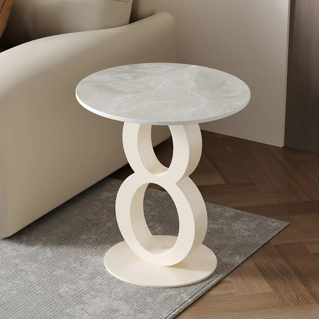 Stylish Round Marble Top End Table for Living Room
