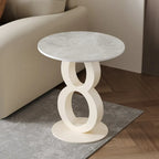 Stylish Round Marble Top End Table for Living Room