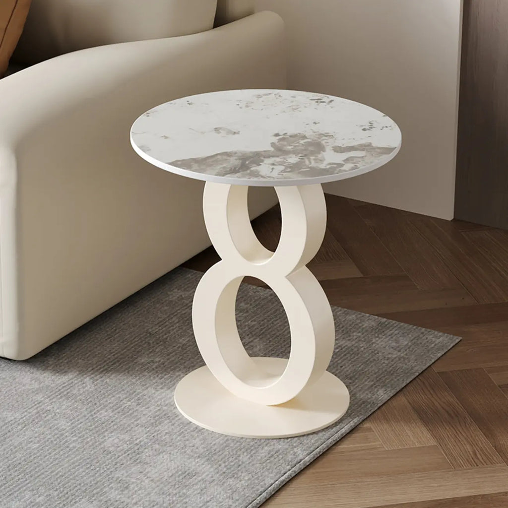 Stylish Round Marble Top End Table for Living Room