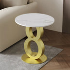 Stylish Round Marble Top End Table for Living Room