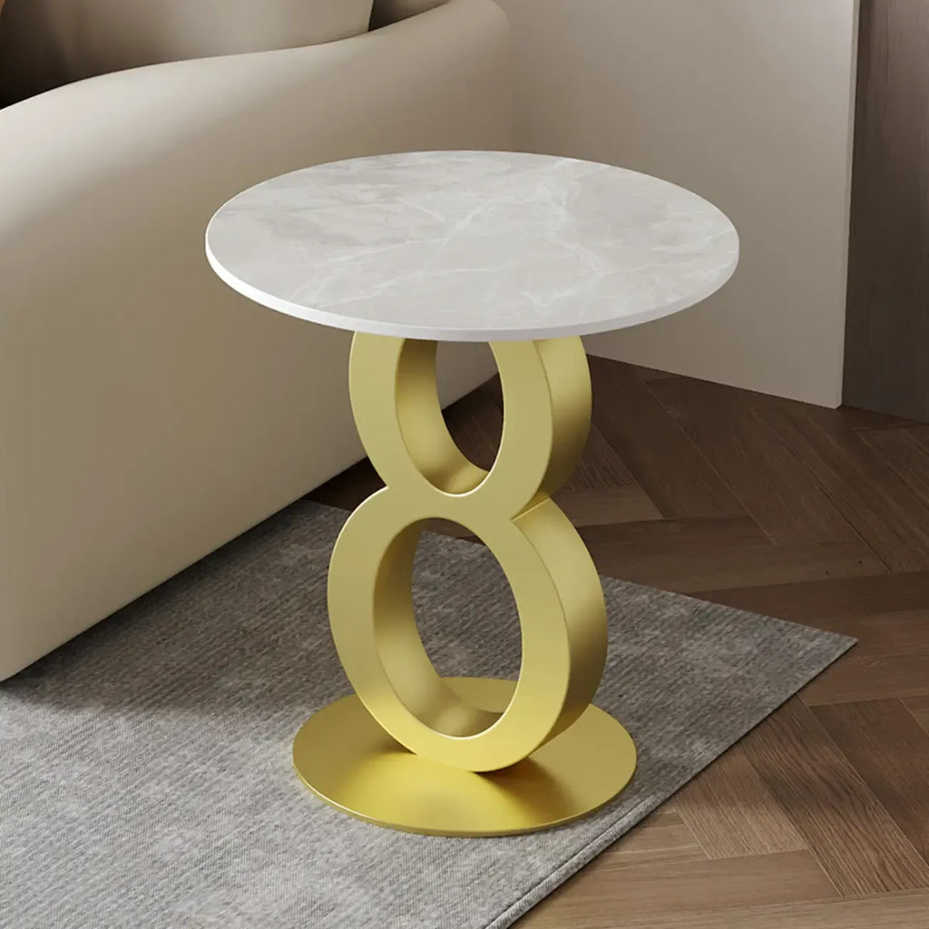 Stylish Round Marble Top End Table for Living Room