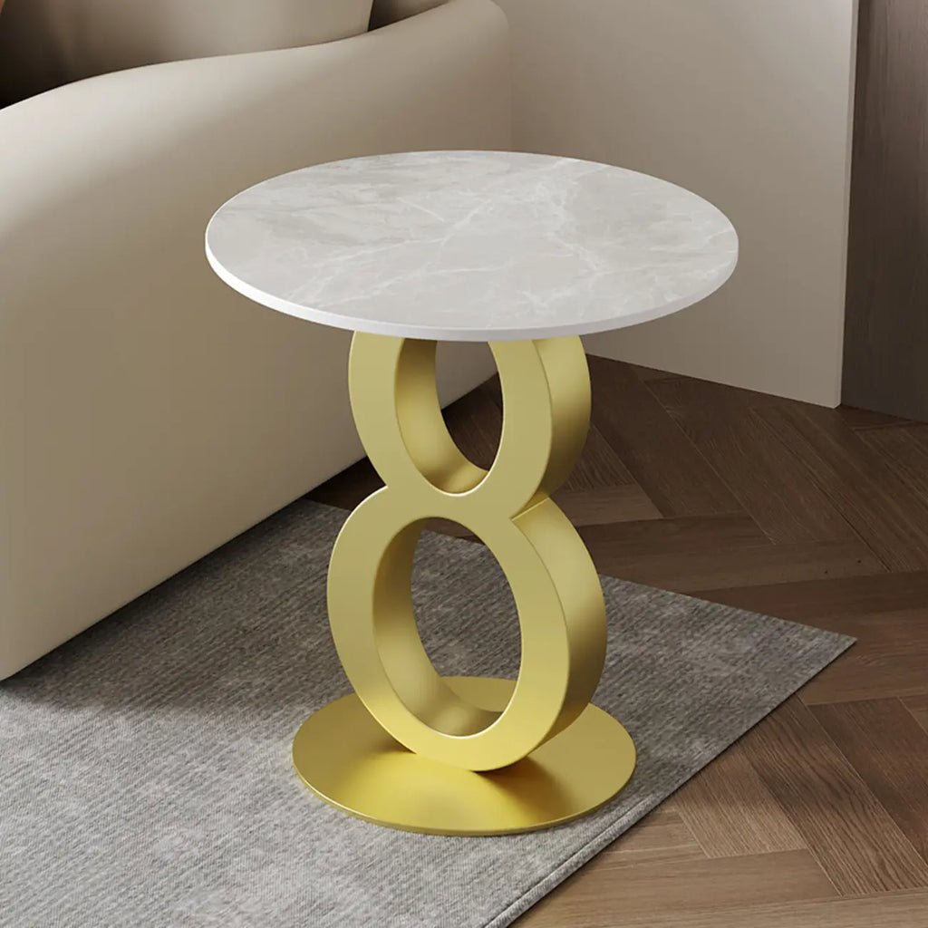 Stylish Round Marble Top End Table for Living Room