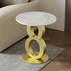 Stylish Round Marble Top End Table for Living Room