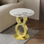 Stylish Round Marble Top End Table for Living Room