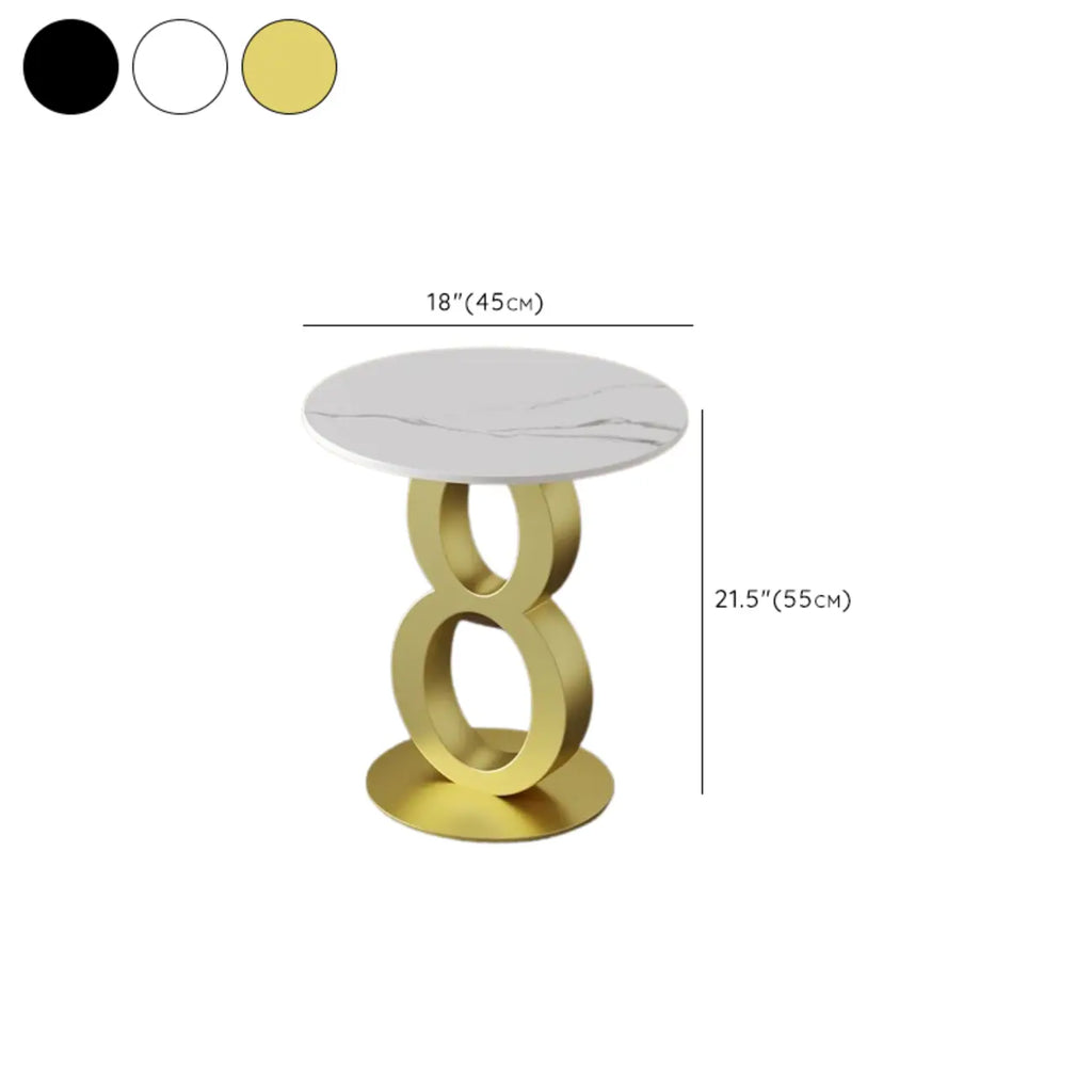 Stylish Round Marble Top End Table for Living Room