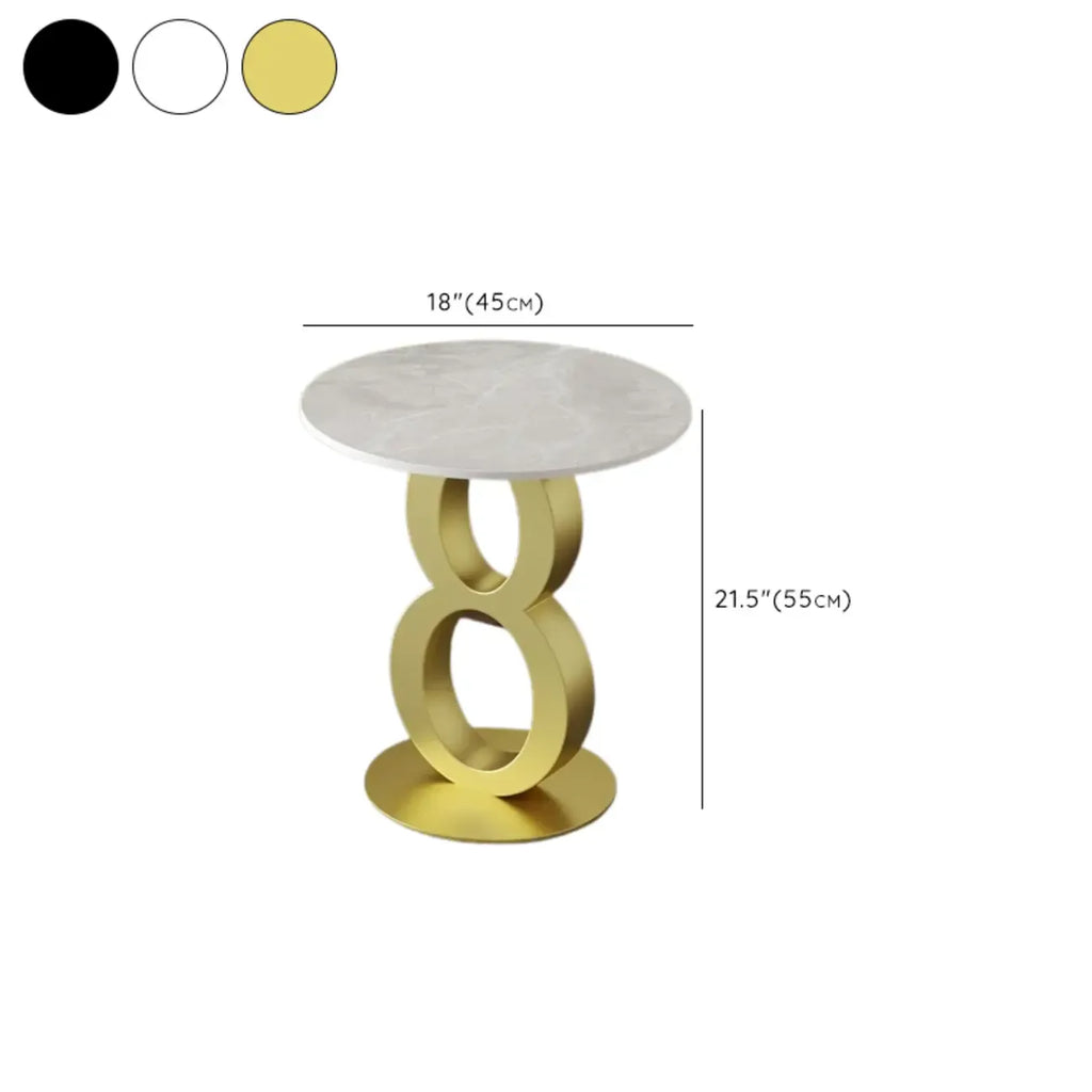 Stylish Round Marble Top End Table for Living Room