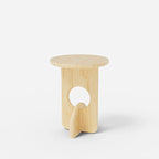 Unique Round Black Solid Wood End Table for Living Room