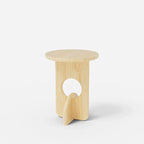 Unique Round Black Solid Wood End Table for Living Room