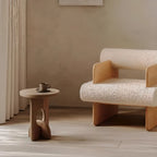 Unique Round Black Solid Wood End Table for Living Room