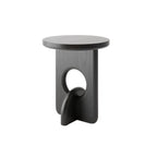 Unique Round Black Solid Wood End Table for Living Room