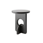 Unique Round Black Solid Wood End Table for Living Room