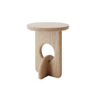 Unique Round Black Solid Wood End Table for Living Room