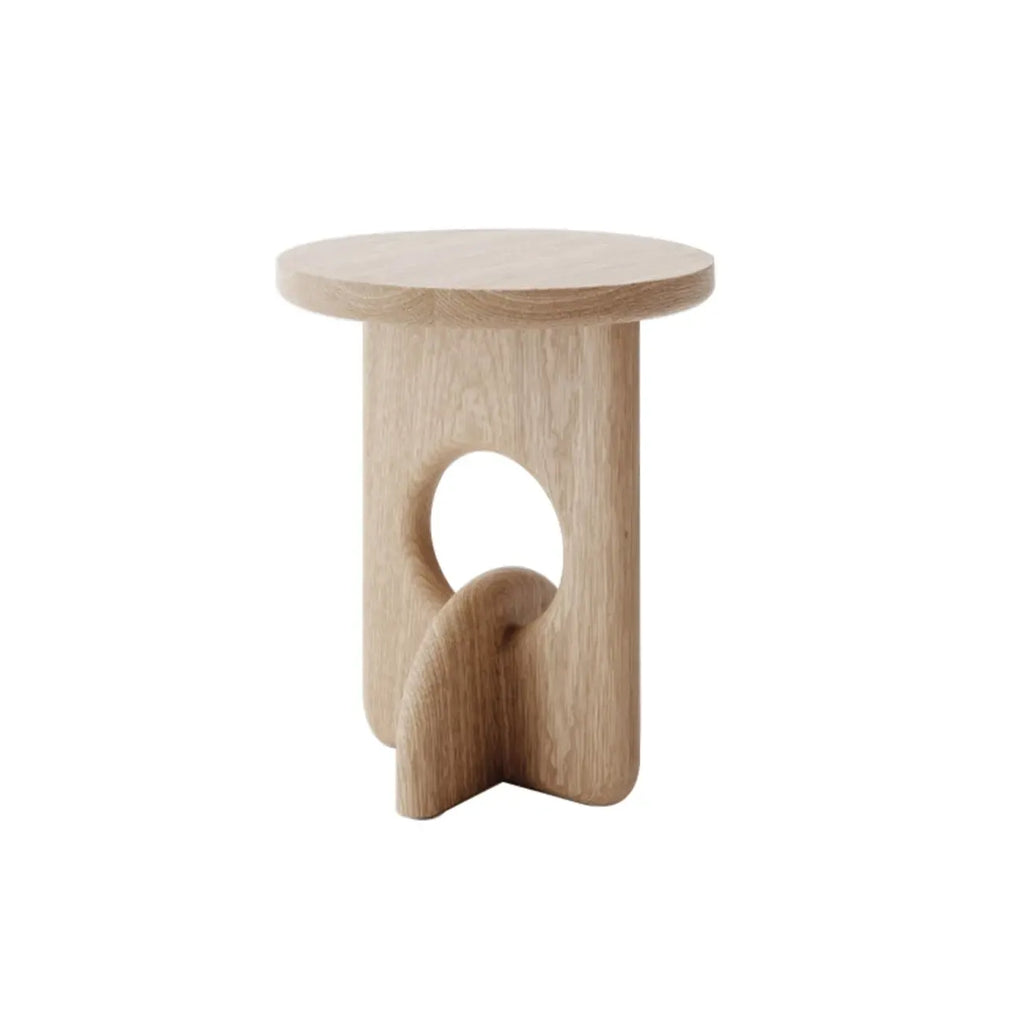 Unique Round Black Solid Wood End Table for Living Room