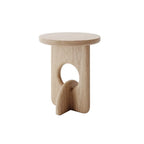 Unique Round Black Solid Wood End Table for Living Room