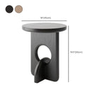 Unique Round Black Solid Wood End Table for Living Room