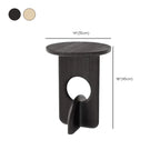 Unique Round Black Solid Wood End Table for Living Room