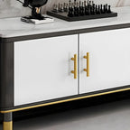 63 Contemporary Grey Stone Cabinet TV Stand with Open Shelf
