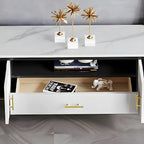63 Contemporary Grey Stone Cabinet TV Stand with Open Shelf