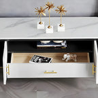 63 Contemporary Grey Stone Cabinet TV Stand with Open Shelf