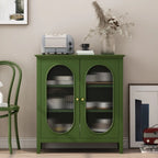 3 Tiers Modern Wood Rectangular Accent Cabinet  with Glass Door