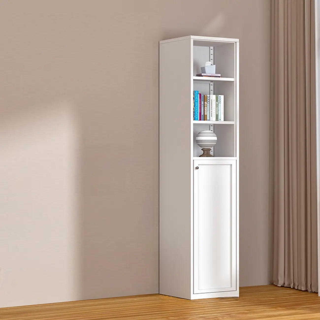 79'' White Alloy Rectangle Storage Cabinet with Exterior Shelf
